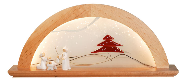 75891 Lichterbogen Erle natur, mit Glas 'Rote Tanne', LED-Beleuchtung