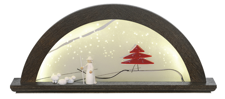 75892 Lichterbogen Eiche, Farbton Mooreiche, mit Glas 'Rote Tanne', LED-Beleuchtung