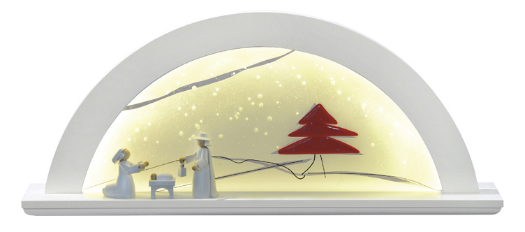 75893 Lichterbogen Erle natur, mit Glas 'Rote Tanne', LED-Beleuchtung