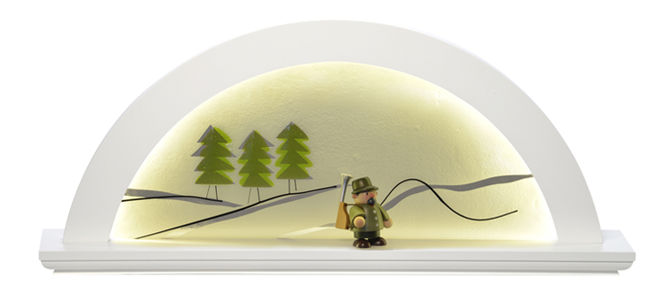 75896 Lichterbogen Erle weiß, Glas 'grüne Tanne', LED-Beleuchtung